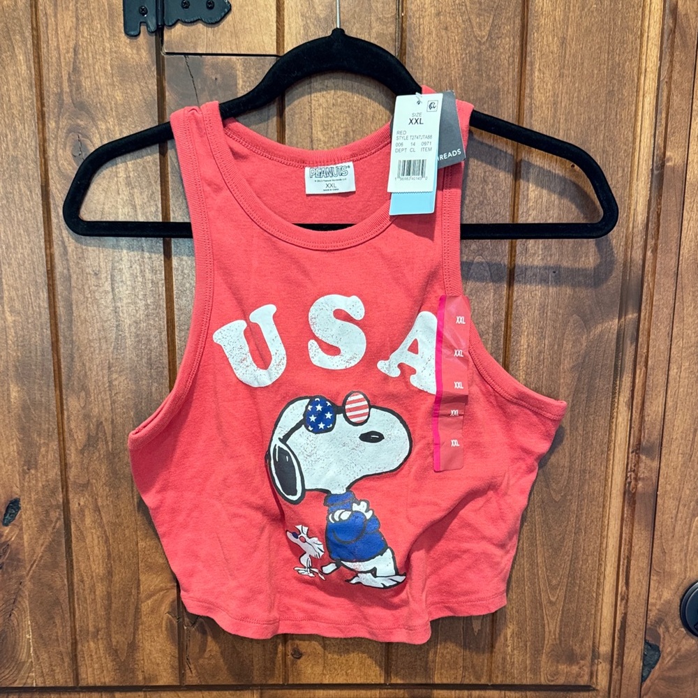 Peanuts Snoopy USA Kids Tank Top - Vibrant Red